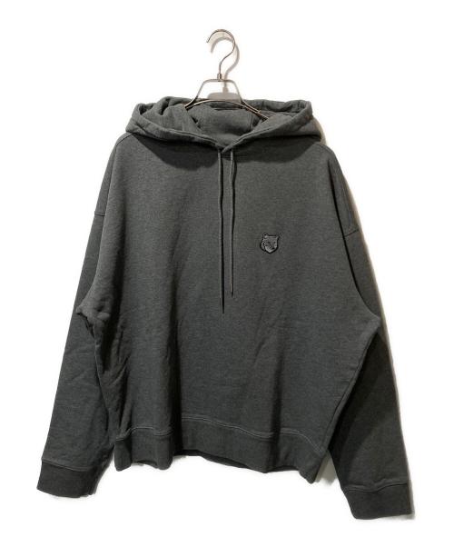 maison kitsune（メゾンキツネ）maison kitsune (メゾンキツネ) BOLD FOX HEAD PATCH OVERSIZE HOODIE グレー サイズ:L 未使用品の古着・服飾アイテム