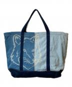 maison kitsuneメゾンキツネ）の古着「Fox Head Denim Weekender Tote Bag」｜インディゴ