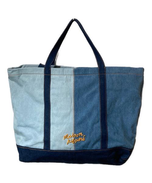 maison kitsune（メゾンキツネ）MAISON KITSUNE (メゾンキツネ) Fox Head Denim Weekender Tote Bag インディゴの古着・服飾アイテム
