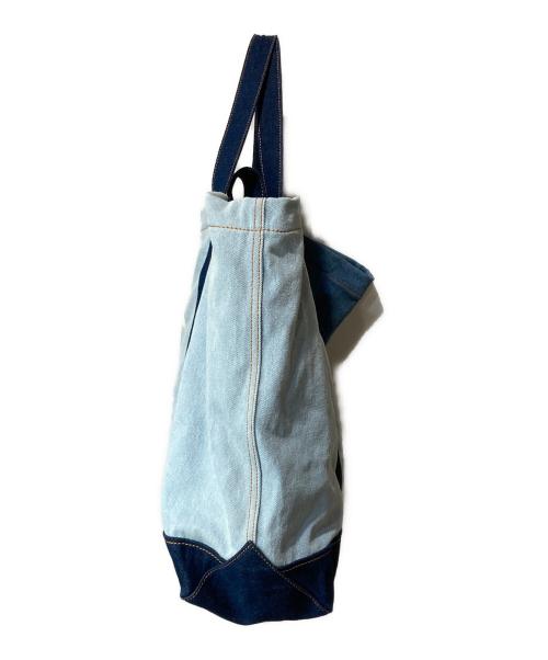 maison kitsune（メゾンキツネ）MAISON KITSUNE (メゾンキツネ) Fox Head Denim Weekender Tote Bag インディゴの古着・服飾アイテム