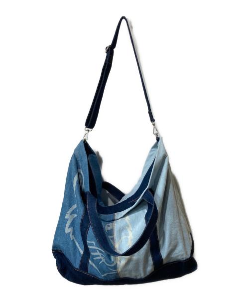 maison kitsune（メゾンキツネ）MAISON KITSUNE (メゾンキツネ) Fox Head Denim Weekender Tote Bag インディゴの古着・服飾アイテム