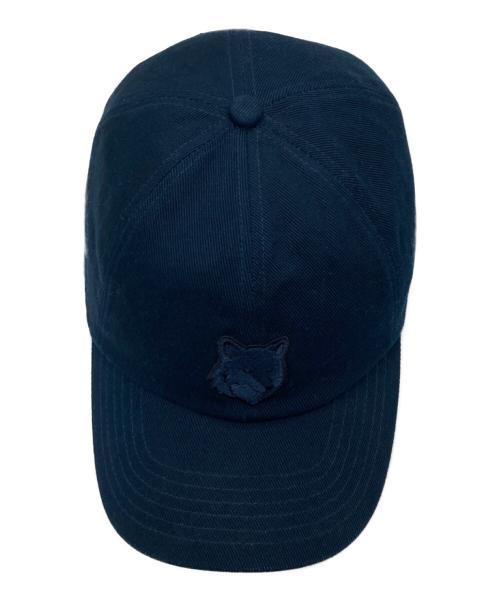 maison kitsune（メゾンキツネ）MAISON KITSUNE (メゾンキツネ) フォックスヘッドパッチキャップ ネイビーの古着・服飾アイテム