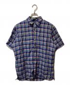 POLO RALPH LAURENポロ・ラルフローレン）の古着「チェック柄リネン半袖シャツ」｜ネイビー