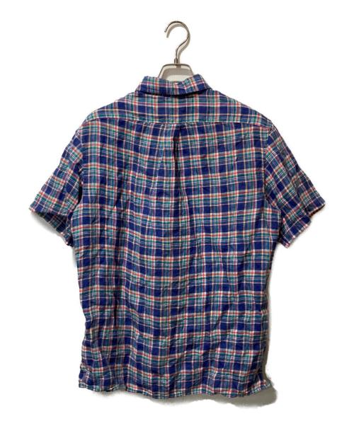 POLO RALPH LAUREN（ポロ・ラルフローレン）POLO RALPH LAUREN (ポロ・ラルフローレン) チェック柄リネン半袖シャツ ネイビー サイズ:Sの古着・服飾アイテム