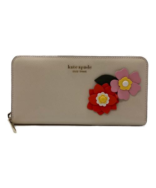 Kate Spade（ケイトスペード）Kate Spade (ケイトスペード) ラウンドファスナー財布 ベージュの古着・服飾アイテム