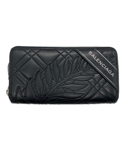 BALENCIAGA（バレンシアガ）BALENCIAGA (バレンシアガ) リーフ キルティング 長財布 ブラックの古着・服飾アイテム