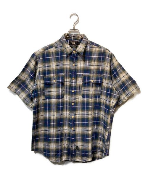RRL（ダブルアールエル）RRL (ダブルアールエル) 90's 半袖チェックシャツ ネイビー サイズ:Lの古着・服飾アイテム