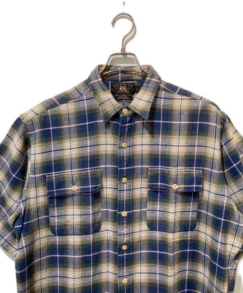 RRL（ダブルアールエル）RRL (ダブルアールエル) 90's 半袖チェックシャツ ネイビー サイズ:Lの古着・服飾アイテム