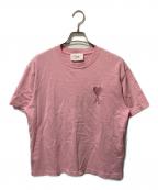 AMI Alexandre Mattiussiアミアレクサンドルマテュッシ）の古着「ハートロゴ刺繍Tシャツ」｜ピンク