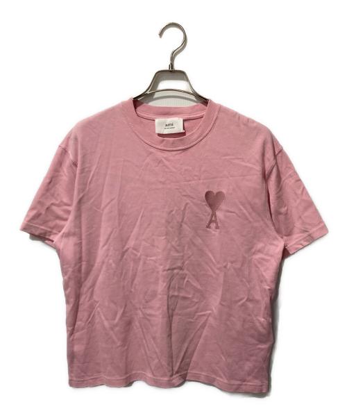 AMI Alexandre Mattiussi（アミアレクサンドルマテュッシ）AMI Alexandre Mattiussi (アミアレクサンドルマテュッシ) ハートロゴ刺繍Tシャツ ピンク サイズ:XXSの古着・服飾アイテム