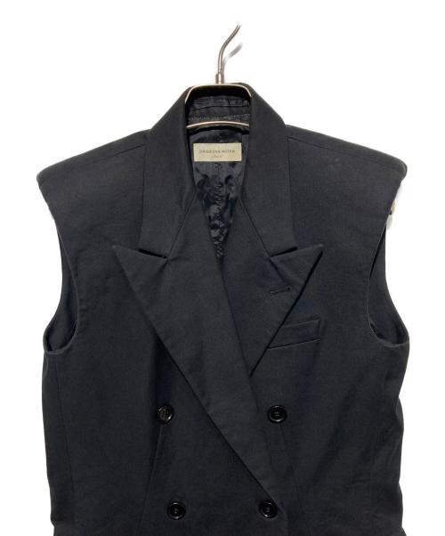 DRIES VAN NOTEN（ドリスヴァンノッテン）DRIES VAN NOTEN (ドリスヴァンノッテン) ダブルブレステッドロングベスト ブラック サイズ:36の古着・服飾アイテム