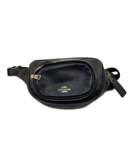 COACH（コーチ）COACH (コーチ) シグネチャーボディバッグ ブラウン×ブラックの古着・服飾アイテム