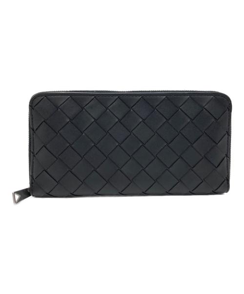 BOTTEGA VENETA（ボッテガベネタ）BOTTEGA VENETA (ボッテガベネタ) イントレチャートジップアラウンドウォレット ブラック×グリーンの古着・服飾アイテム