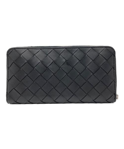 BOTTEGA VENETA（ボッテガベネタ）BOTTEGA VENETA (ボッテガベネタ) イントレチャートジップアラウンドウォレット ブラック×グリーンの古着・服飾アイテム