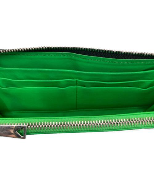 BOTTEGA VENETA（ボッテガベネタ）BOTTEGA VENETA (ボッテガベネタ) イントレチャートジップアラウンドウォレット ブラック×グリーンの古着・服飾アイテム