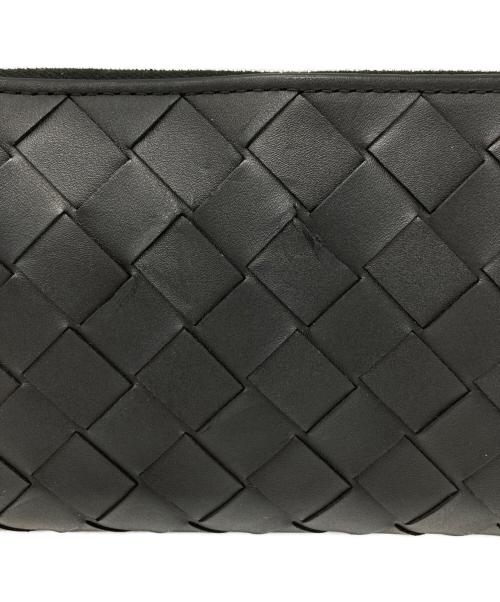 BOTTEGA VENETA（ボッテガベネタ）BOTTEGA VENETA (ボッテガベネタ) イントレチャートジップアラウンドウォレット ブラック×グリーンの古着・服飾アイテム