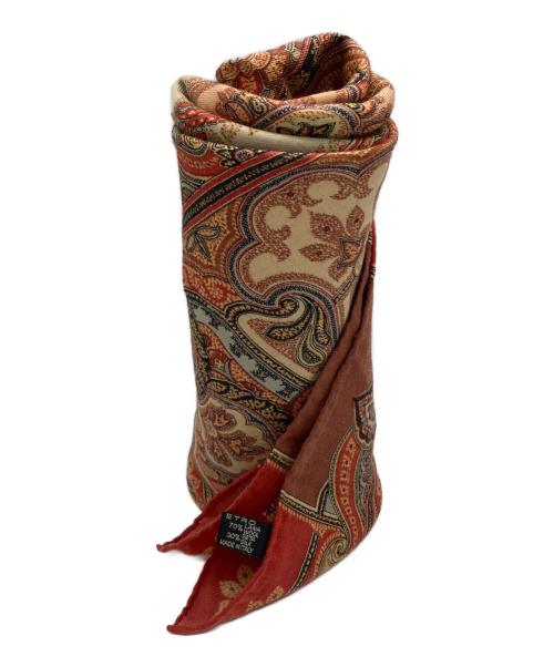 ETRO（エトロ）ETRO (エトロ) 大判総柄スカーフ レッドの古着・服飾アイテム