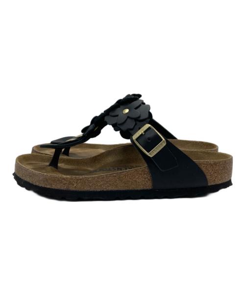 BIRKENSTOCK（ビルケンシュトック）BIRKENSTOCK (ビルケンシュトック) ギースフラワーレザーブラックトングサンダル ブラック サイズ:SIZE 36の古着・服飾アイテム