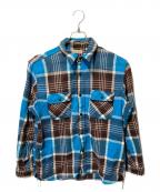 SUGAR CANEシュガーケーン）の古着「FICTION ROMANCE TWILL CHECK WORK SHIRTSフィクションロマンスツイルチェックワークシャツ」｜ブルー