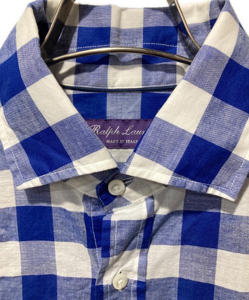 RALPH LAUREN Purple Label（ラルフ ローレン パープル レーベル）RALPH LAUREN PURPLE LABEL (ラルフ ローレン パープル レーベル) ブロックチェックシャツ ブルー サイズ:14.5の古着・服飾アイテム