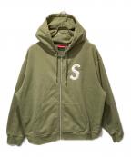 SUPREMEシュプリーム）の古着「ｴｽﾛｺﾞｼﾞｯﾌﾟｱｯﾌﾟﾌｰﾃﾞｯﾄﾞｽｳｪｯﾄｼｬﾂ」｜カーキ