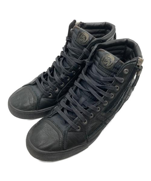 DIESEL（ディーゼル）DIESEL (ディーゼル) ハイカットスニーカー ブラック サイズ:26.5cmの古着・服飾アイテム
