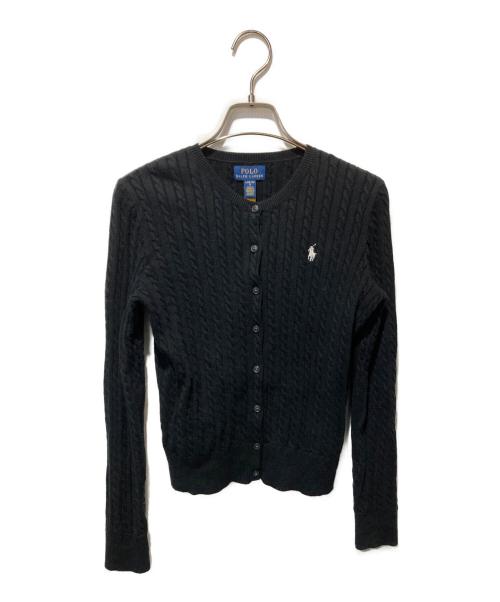 POLO RALPH LAUREN（ポロ・ラルフローレン）POLO RALPH LAUREN (ポロ・ラルフローレン) ケーブルコットンニットカーディガン ブラック サイズ:Ⅼの古着・服飾アイテム