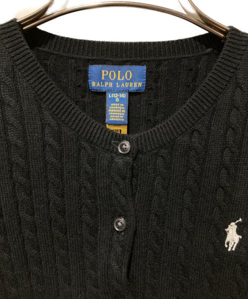 POLO RALPH LAUREN（ポロ・ラルフローレン）POLO RALPH LAUREN (ポロ・ラルフローレン) ケーブルコットンニットカーディガン ブラック サイズ:Ⅼの古着・服飾アイテム