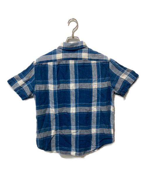 POLO RALPH LAUREN（ポロ・ラルフローレン）POLO RALPH LAUREN (ポロ・ラルフローレン) 半袖チェック柄リネンシャツ ブルー サイズ:Ｓの古着・服飾アイテム