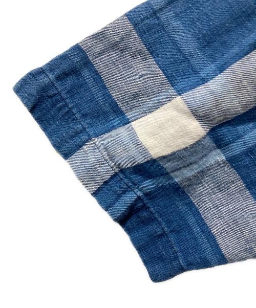 POLO RALPH LAUREN（ポロ・ラルフローレン）POLO RALPH LAUREN (ポロ・ラルフローレン) 半袖チェック柄リネンシャツ ブルー サイズ:Ｓの古着・服飾アイテム