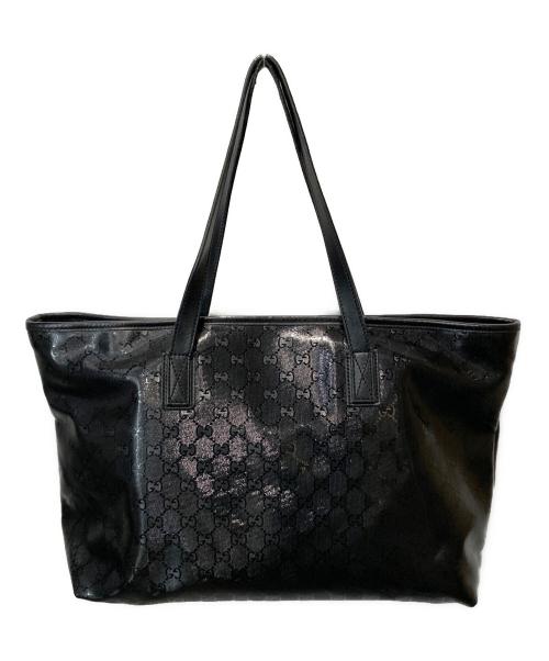 GUCCI（グッチ）GUCCI (グッチ) GGスプリームPVCトートバッグ ブラックの古着・服飾アイテム