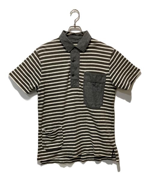 NIGEL CABOURN（ナイジェルケーボン）NIGEL CABOURN (ナイジェルケーボン) ストライプポロシャツ グレー サイズ:50の古着・服飾アイテム