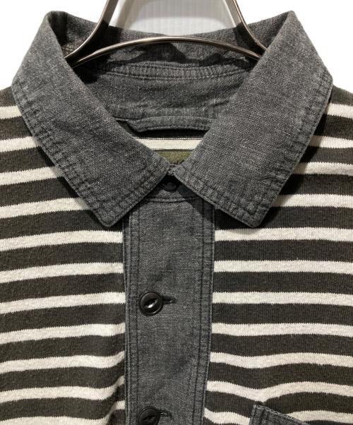 NIGEL CABOURN（ナイジェルケーボン）NIGEL CABOURN (ナイジェルケーボン) ストライプポロシャツ グレー サイズ:50の古着・服飾アイテム