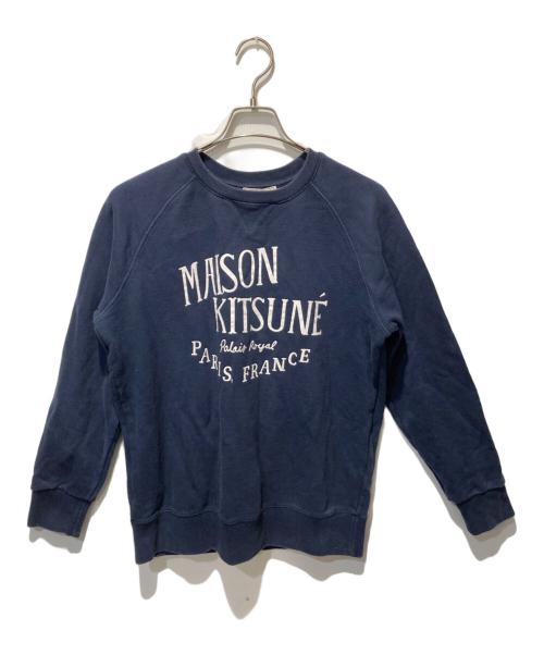 maison kitsune（メゾンキツネ）MAISON KITSUNE (メゾンキツネ) ロゴプリントスウェット ネイビー サイズ:Ｍの古着・服飾アイテム