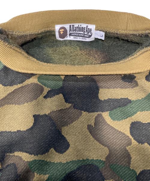 A BATHING APE（アベイシングエイプ）A BATHING APE (アベイシングエイプ) 1st CAMO CREWNECK スウェット カーキ サイズ:Ｌの古着・服飾アイテム