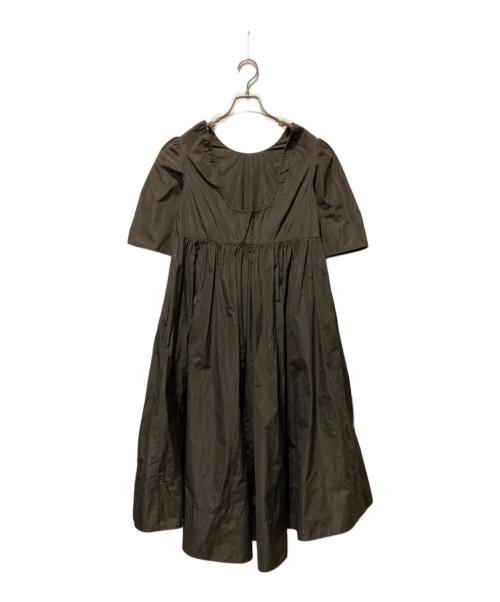 ESTNATION（エストネーション）ESTNATION (エストネーション) マイクロタフタギャザーワンピース ブラウン サイズ:SIZE 36の古着・服飾アイテム