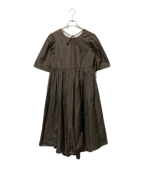 ESTNATION（エストネーション）ESTNATION (エストネーション) マイクロタフタギャザーワンピース ブラウン サイズ:SIZE 36の古着・服飾アイテム