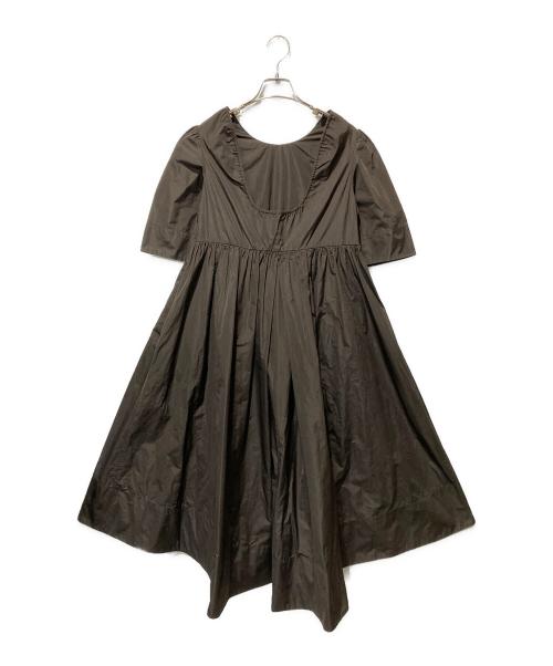 ESTNATION（エストネーション）ESTNATION (エストネーション) マイクロタフタギャザーワンピース ブラウン サイズ:SIZE 36の古着・服飾アイテム