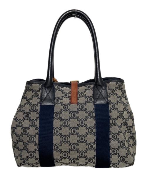 CELINE（セリーヌ）CELINE (セリーヌ) マカダム柄キャンバストートバッグ グレー×ネイビーの古着・服飾アイテム