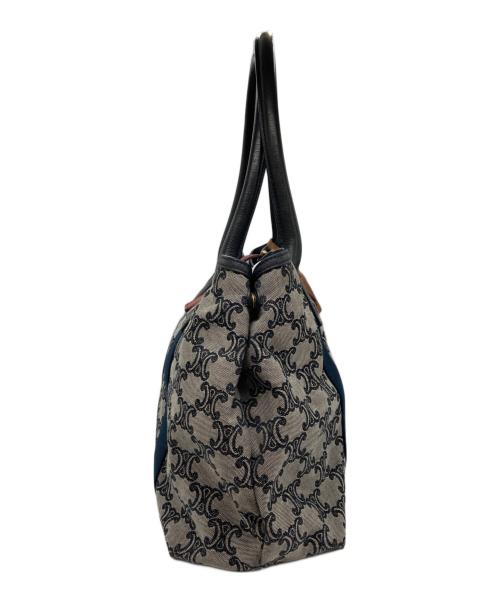 CELINE（セリーヌ）CELINE (セリーヌ) マカダム柄キャンバストートバッグ グレー×ネイビーの古着・服飾アイテム