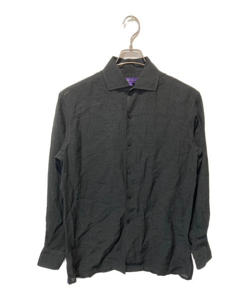RALPH LAUREN Purple Label（ラルフ ローレン パープル レーベル）RALPH LAUREN PURPLE LABEL (ラルフ ローレン パープル レーベル) レーヨンリネンシャツ ブラック サイズ:2の古着・服飾アイテム