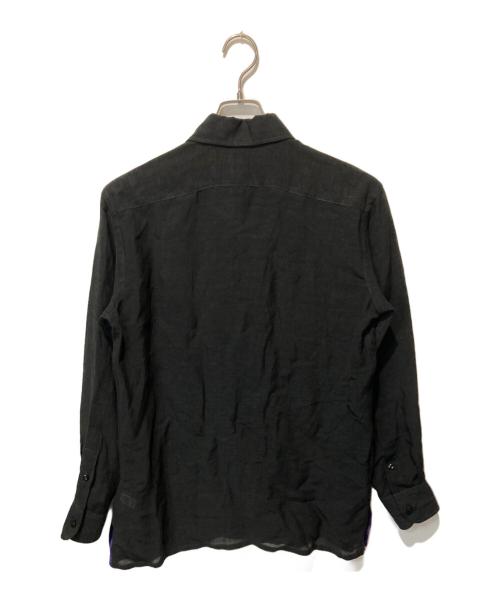 RALPH LAUREN Purple Label（ラルフ ローレン パープル レーベル）RALPH LAUREN PURPLE LABEL (ラルフ ローレン パープル レーベル) レーヨンリネンシャツ ブラック サイズ:2の古着・服飾アイテム