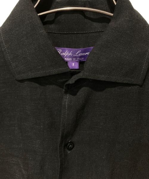 RALPH LAUREN Purple Label（ラルフ ローレン パープル レーベル）RALPH LAUREN PURPLE LABEL (ラルフ ローレン パープル レーベル) レーヨンリネンシャツ ブラック サイズ:2の古着・服飾アイテム