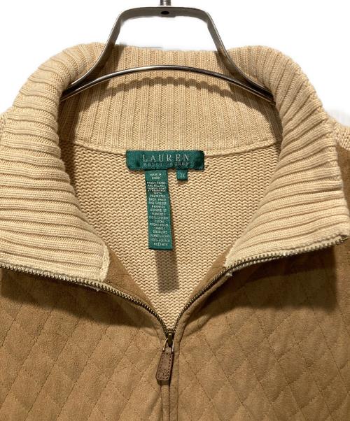 LAUREN RALPH LAUREN（ローレン ラルフ ローレン）LAUREN RALPH LAUREN (ローレン ラルフ ローレン) エルボーパッチダブルジップニット ブラウン サイズ:Mの古着・服飾アイテム