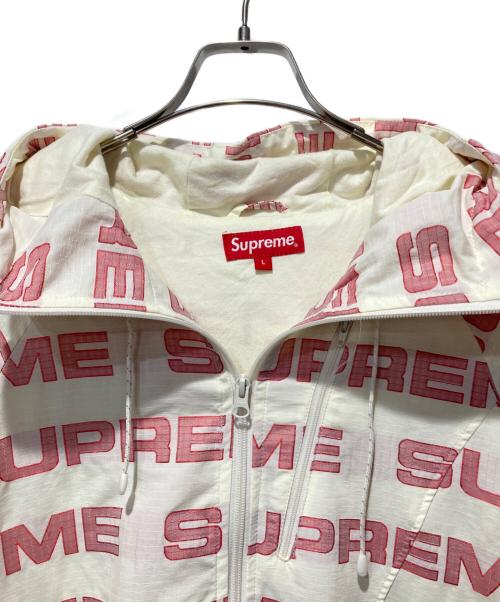 SUPREME（シュプリーム）Supreme (シュプリーム) 21AW Logo Ripstop Hooded Track Jacketロゴ リップストップ フーデッド トラック ジャケット ホワイト×レッド サイズ:Lの古着・服飾アイテム