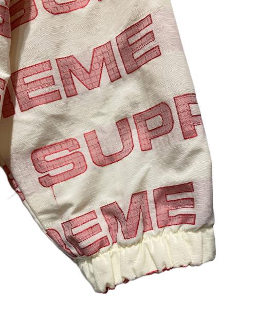 SUPREME（シュプリーム）Supreme (シュプリーム) 21AW Logo Ripstop Hooded Track Jacketロゴ リップストップ フーデッド トラック ジャケット ホワイト×レッド サイズ:Lの古着・服飾アイテム