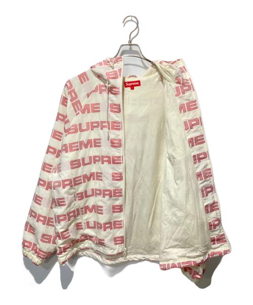 SUPREME（シュプリーム）Supreme (シュプリーム) 21AW Logo Ripstop Hooded Track Jacketロゴ リップストップ フーデッド トラック ジャケット ホワイト×レッド サイズ:Lの古着・服飾アイテム