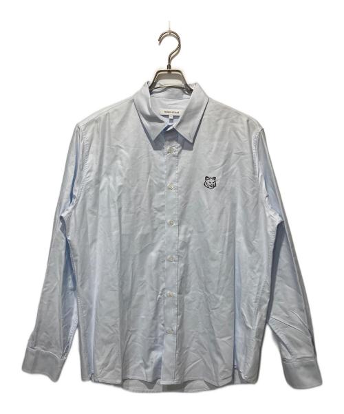 maison kitsune（メゾンキツネ）maison kitsune (メゾンキツネ) コントアーフォックスヘッドカジュアルBDシャツ ブルー サイズ:Lの古着・服飾アイテム