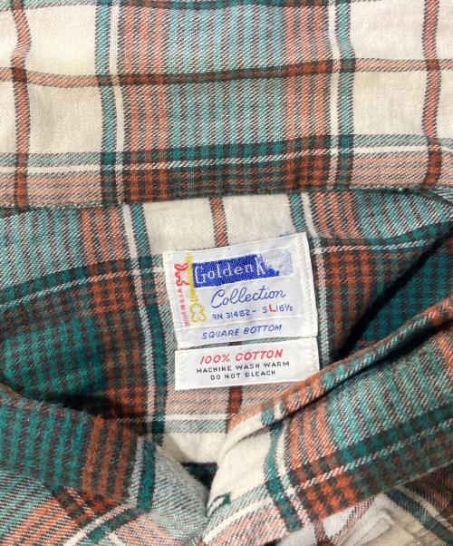 golden key（ゴールデンキー）golden key (ゴールデンキー) 70’～ チェック柄コットンシャツ グリーン サイズ:Ⅼの古着・服飾アイテム