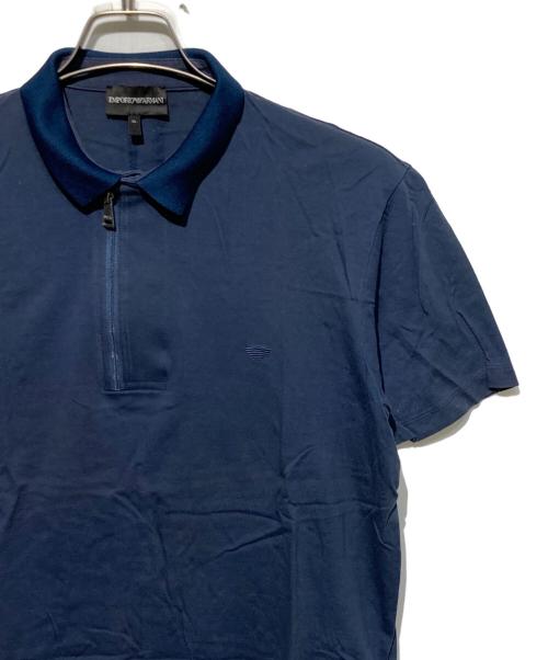 EMPORIO ARMANI（エンポリオ アルマーニ）EMPORIO ARMANI (エンポリオ アルマーニ) ハーフジップポロシャツ ネイビー サイズ:XLの古着・服飾アイテム